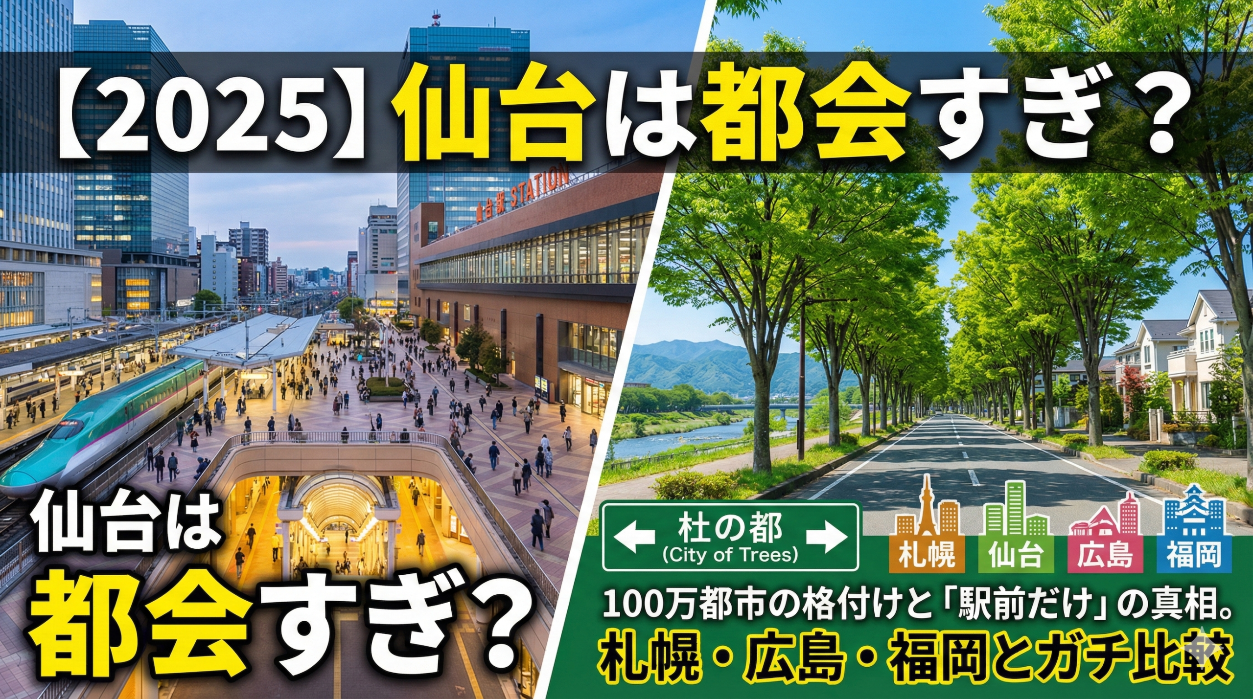 2025】仙台は都会すぎ？100万都市の格付けと「駅前だけ」の真相。札幌